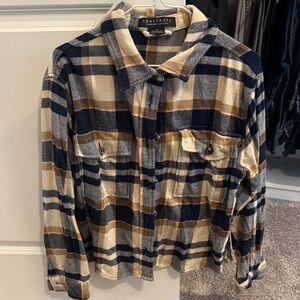 Sanctuary Navy and Cream Plaid Shirt